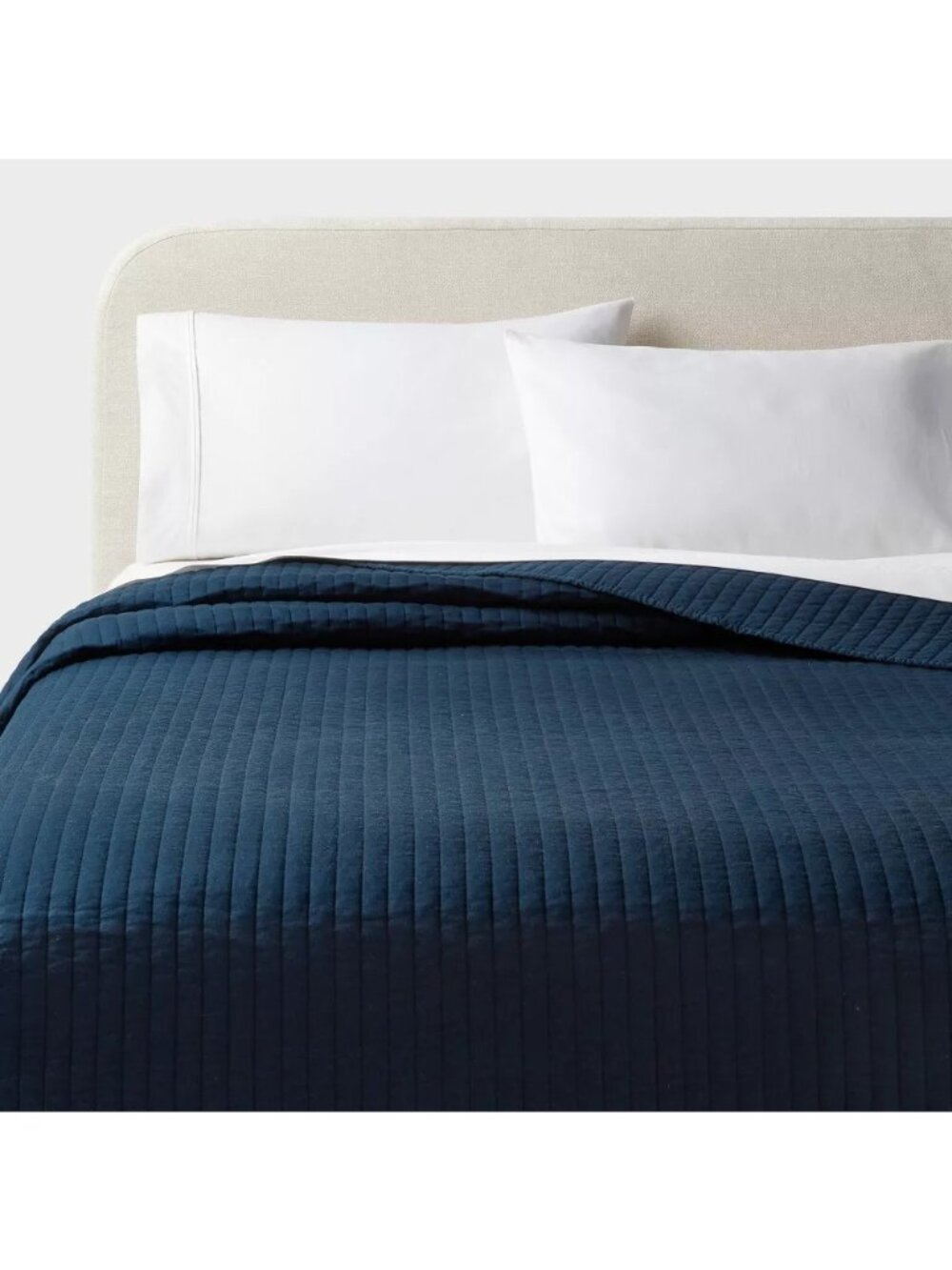 Queen Cotton Sateen Quilt Threshold Dark Navy Blue 88" x 92" Midweight Fabric